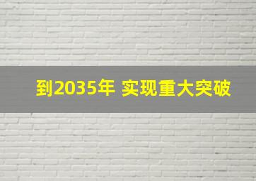 到2035年 实现重大突破